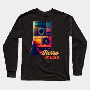 Rétro music vintage radio graphic design Long Sleeve T-Shirt